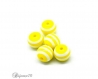 10 perles rayées 6mm couleur jaune rayure blanche résine lot m02301-07 