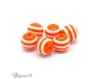 10 perles rayées 6mm couleur orange rayure blanche résine lot m02301-09 