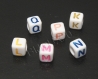 6 perles cube k l m n p q blanc lettre couleur acrylique 6mm lot