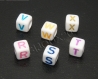 6 perles cube r s t v w x blanc lettre couleur acrylique 6mm lot