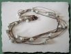 Collier lin & bronze perles céramique blanc et vert necklace fête des mères 