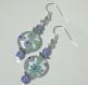 Boucles d'oreilles perles verre millefiori dégradé de bleu et transparent 
