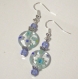 Boucles d'oreilles perles verre millefiori dégradé de bleu et transparent 