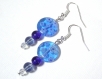 Boucles d'oreilles perles de verre millefiori ronde dégradé de bleu 