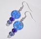Boucles d'oreilles perles de verre millefiori ronde dégradé de bleu 