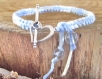 Bracelet mixte bleu chiné blanc fermoir coeur cordon coton 
