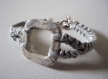 Bracelet macramé gris perle avec fermoir rond 