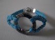Bracelet macramé turquoise avec fermoir rond 