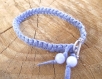 Bracelet mixte bleu jean fermoir rond cordon coton 18,5 cm 