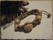 Bracelet macramé lin & perles bois naturel ajustable 