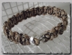 Bracelet femme fermoir ancre macramé paracord marron 19,5 cm 