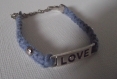 Bracelet enfant love bleu jean taille réglable 