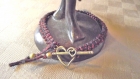 Bracelet mixte rouge & noir fermoir coeur couleur bronze 