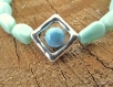 Parure bleu turquoise bracelet et boucles d'oreilles perles verre 
