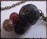 Collier pendentif 4 perles verre décor antique chaîne bronze 