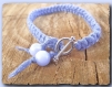 Bracelet mixte bleu jean fermoir rond cordon coton 20,5 cm 