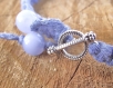 Bracelet mixte bleu jean fermoir rond cordon coton 20,5 cm 