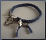 Bracelet mixte bleu jean fermoir coeur cordon coton 