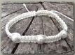 Bracelet macramé drisse marine blanche et perles argentées 