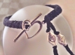 Bracelet mixte noir fermoir coeur argenté cordon coton 