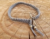 Bracelet mixte kaki fermoir coeur bronze cordon coton 
