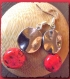 Boucle oreille howlite rouge & métal argenté earring dormeuse 