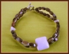 Bracelet brun perles verre & howlite fermoir argenté 18 cm 