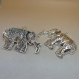 2 breloques argenté métal vieilli, éléphant 69mmx54mm, a3907 