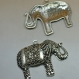 4 breloques métal argenté vieilli, éléphant 48mmx37mm, a7170 