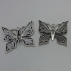2 breloques métal argenté vieilli, papillon 53mmx46mm a4345 
