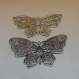 4 breloques métal argenté vieilli, papillon 80mmx44mm a2908 
