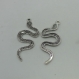 10 breloques métal argenté vieilli, 55mmx25mm serpent a4693 