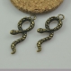 20 breloques en bronze, serpent 11mmx33mm 