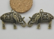 2 breloques en bronze, éléphant creuse 16x35x51mm 