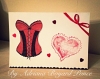 Carte corset / bustier cœur rouge 