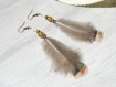 Boucles d'oreilles country plumes ethniques jaune bo562 