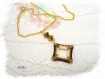 Collier pendentif en perles de verre tissées beige doré* co617 