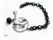 Bracelet boheme chic noir et blanc ajustable * br803 