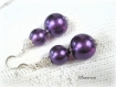Boucles d'oreilles perles nacrées violettes clemence 