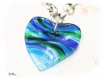Collier coeur verre syle murano bleu co587 