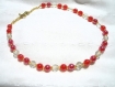 Collier rouge ras de cou en perles de verre 