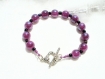 Bracelet violet noir et argent en perles de verre 