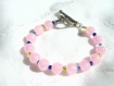 Bracelet rose romantique en perles de verre 