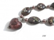 Collier violet en perles de verre et coeur verre facon murano co685 