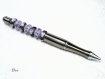Stylo en acier gun brillant et perles violettes creation unique *d670 