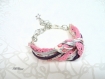 Bracelet manchette noeud rose mauve gris argenté br833 