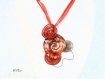 Collier pendentif en verre facon murano fil aluminium rouge co681 
