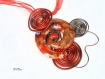 Collier pendentif en verre facon murano fil aluminium rouge co681 