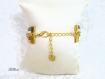 Bracelet manchette multi liens simili cuir et chaine dorée br832 