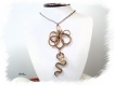 Collier pendentif serpent en verre fil aluminium sur chaine cuivrée* co657 